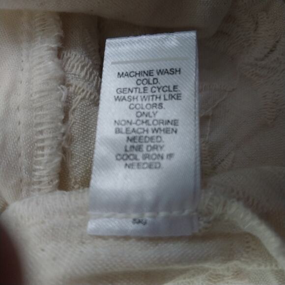 VERSONA! CREAM LINEN BLEND BOTANICAL EMBROIDERED BACK TIE SUN DRESS! SZ L - Picture 8 of 10